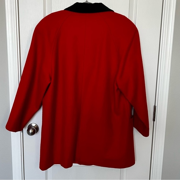 Vintage Russell Scott Women’s 80’s Wool Coat Red Black Single Breasted XL - Picture 12 of 13